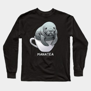 Funny manatee, Manatea pun Long Sleeve T-Shirt